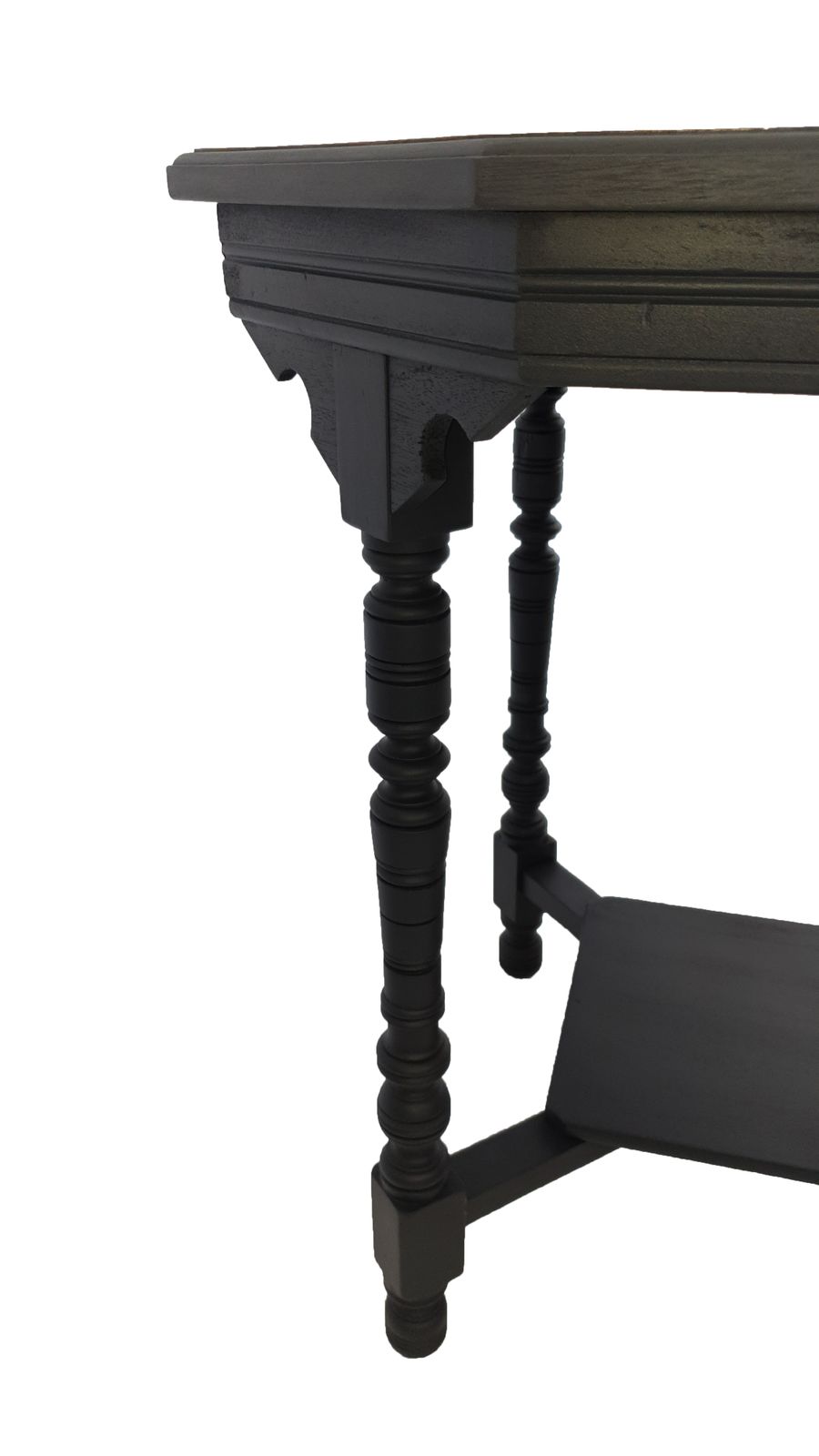 Furniture Edwardian Octagonal Mahogany And Black End Hall Lamp Occasional Table With Turned Legs photo