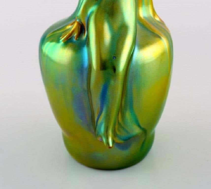 Zsolnay Art Nouveau Vase In Glazed Ceramics Modelled With Sitting Woman photo 1137.0