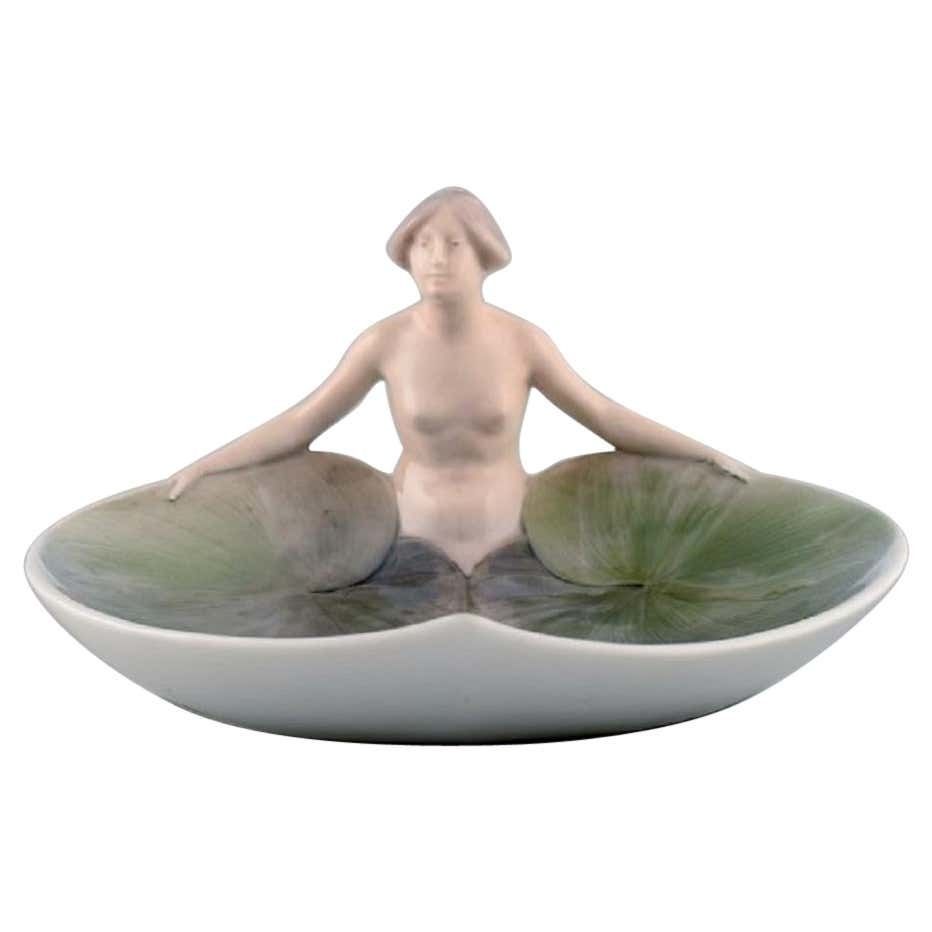 Early And Rare Royal Copenhagen Art Nouveau Dish With Nude Female Figure