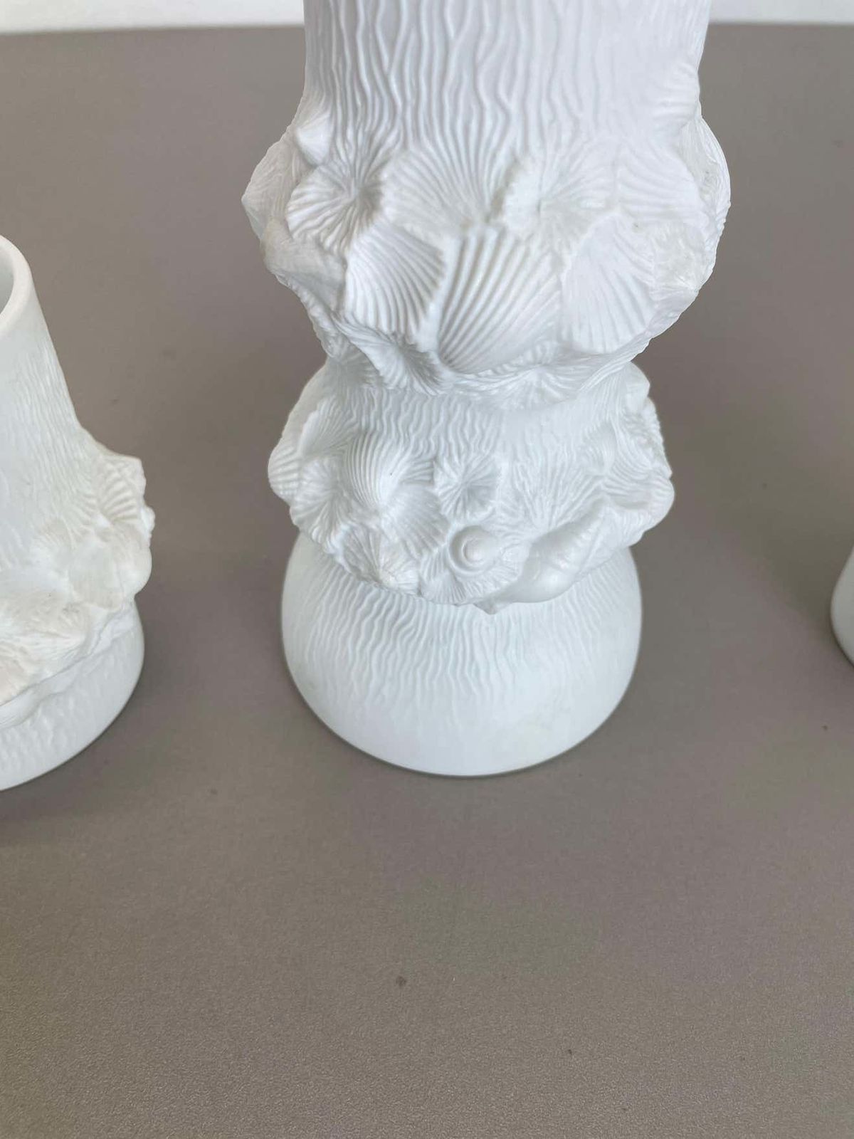 Set Of 3 Original Op Art Biscuit Porcelain Vases By Ak Kaiser, Germany, 1970s photo vintage
