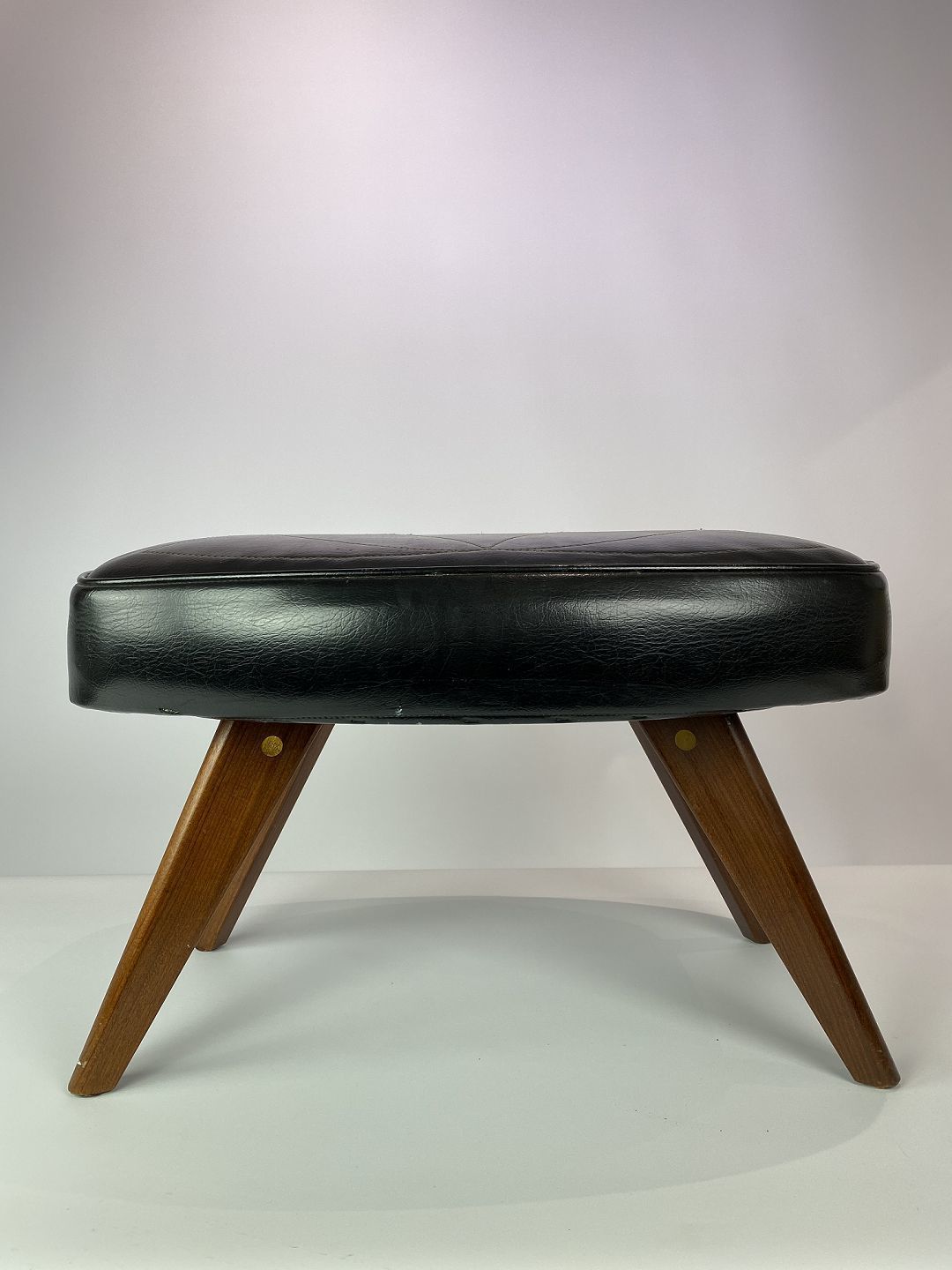 Stool With Black Faux Leather And Legs In Teak Of Danish Design From The 1960s