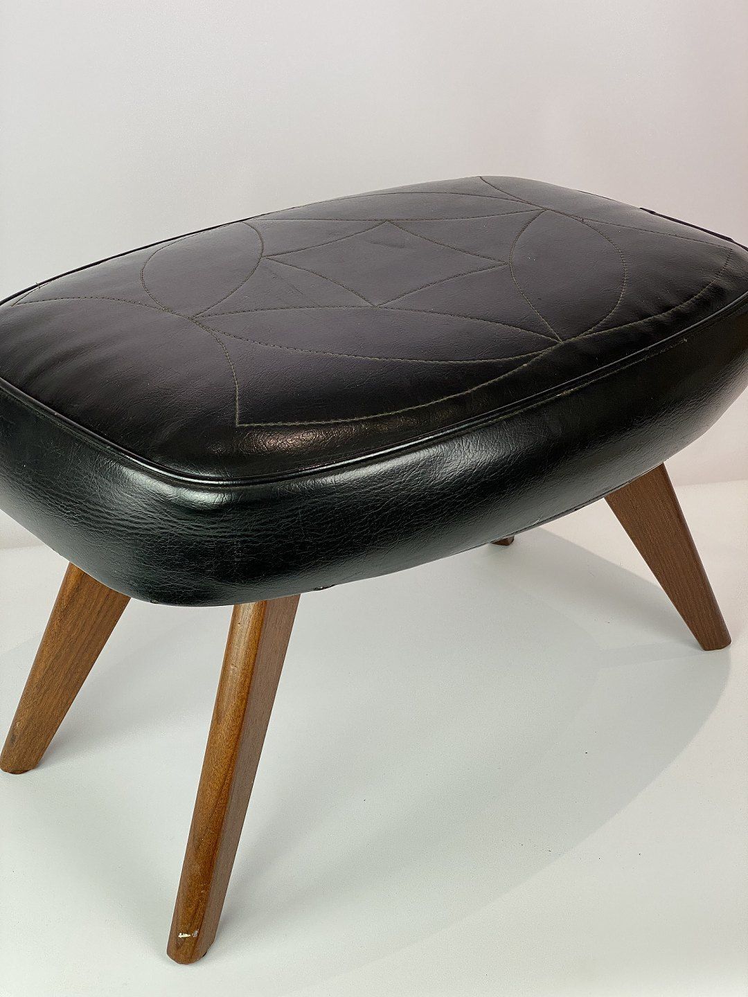 Stool With Black Faux Leather And Legs In Teak Of Danish Design From The 1960s photo 295.0