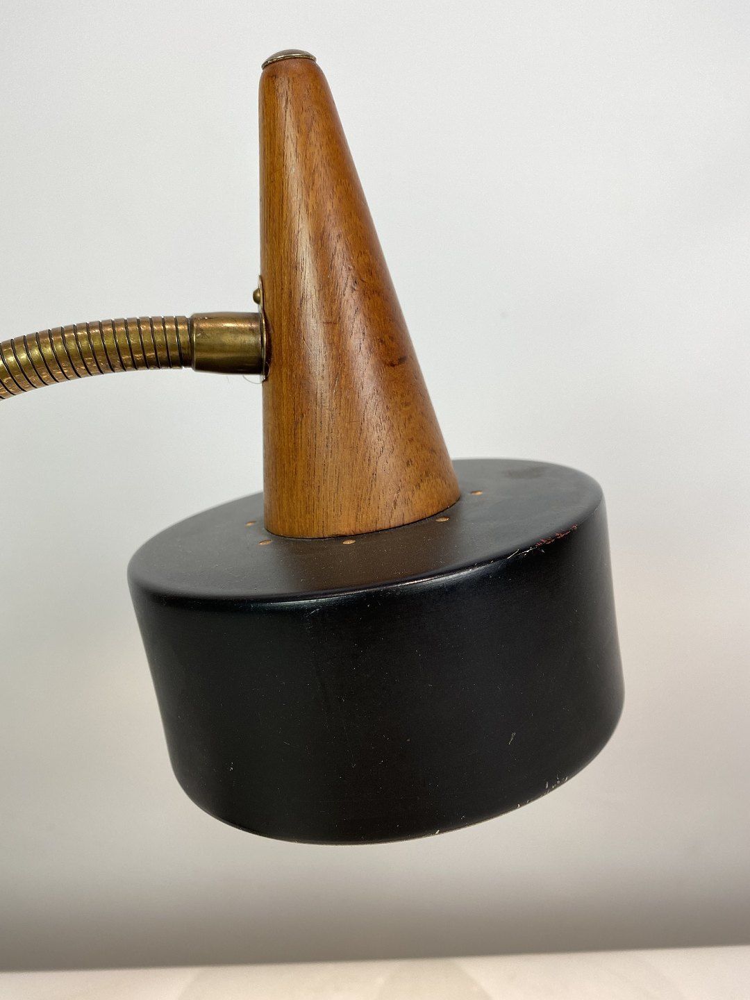 Table Lamp Of Black Metal And Teak Of Danish Design From The 1960s. photo buy