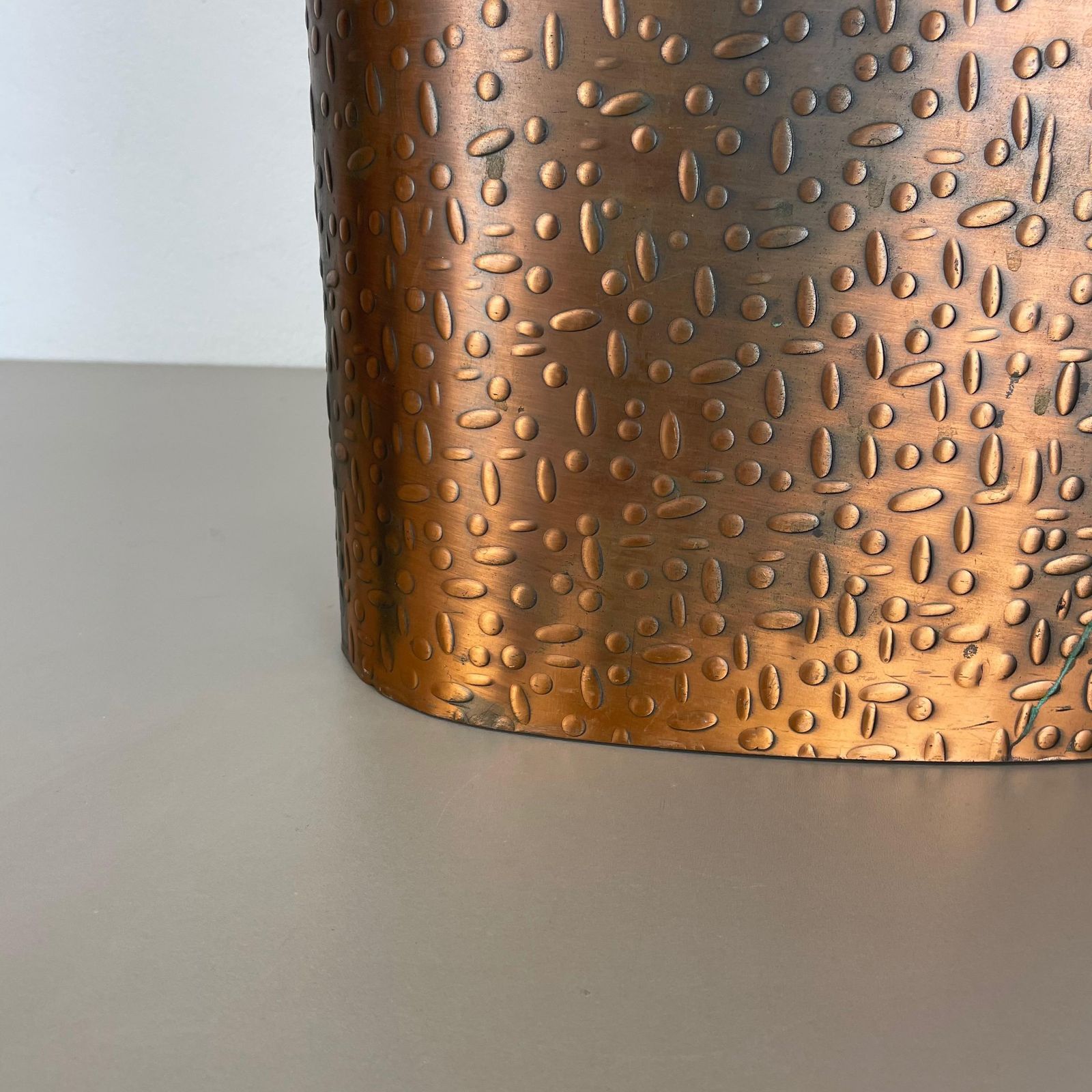 Original Metal Copper And Rattan Hollywood Regency Umbrella Stand Germany, 1950s photo vintage