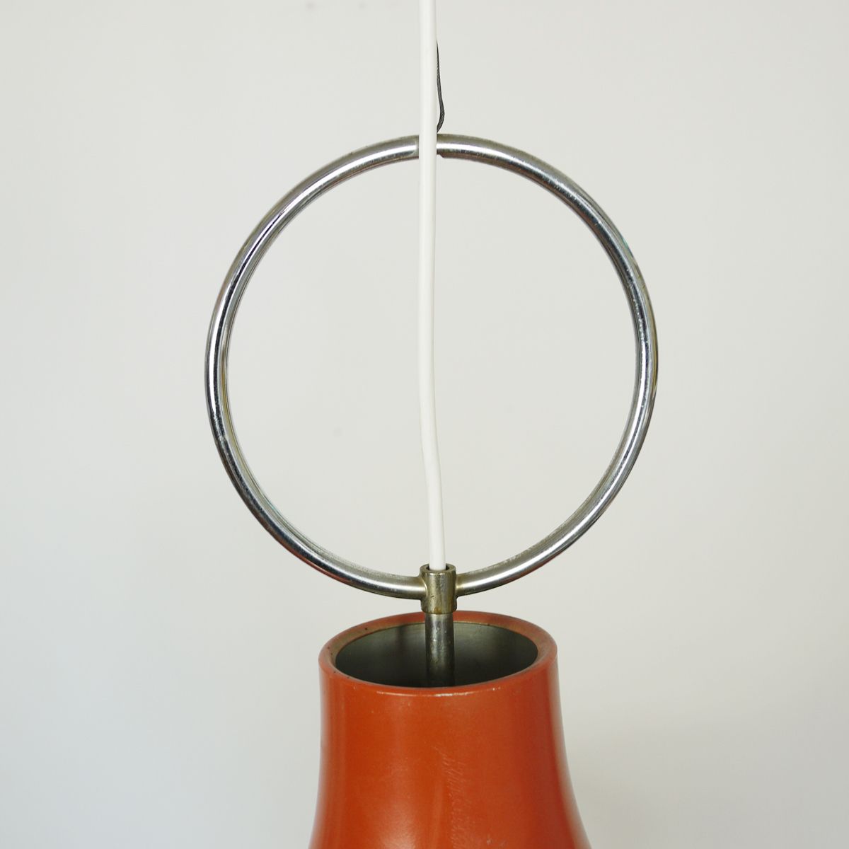 Stilnovo Style Orange Pendant With Chrome Detail Italy 1950s photo furniture