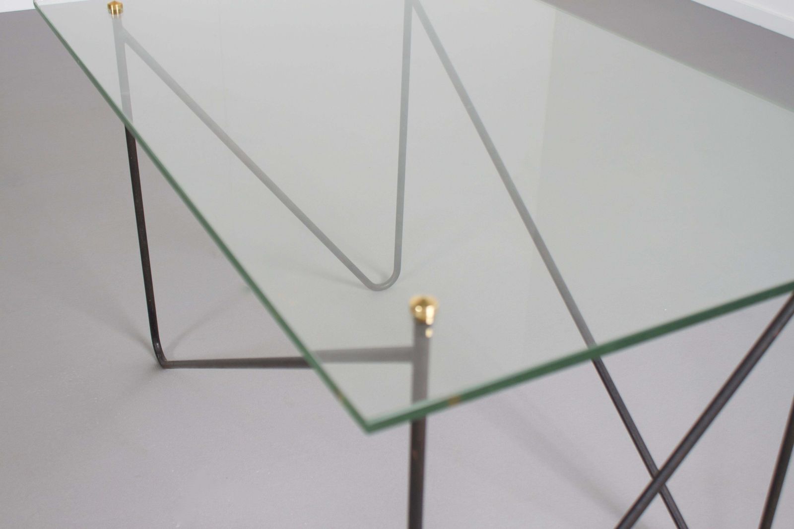 photo for sale Midcentury Metal And Glass Table By Airborne, France, 1950s