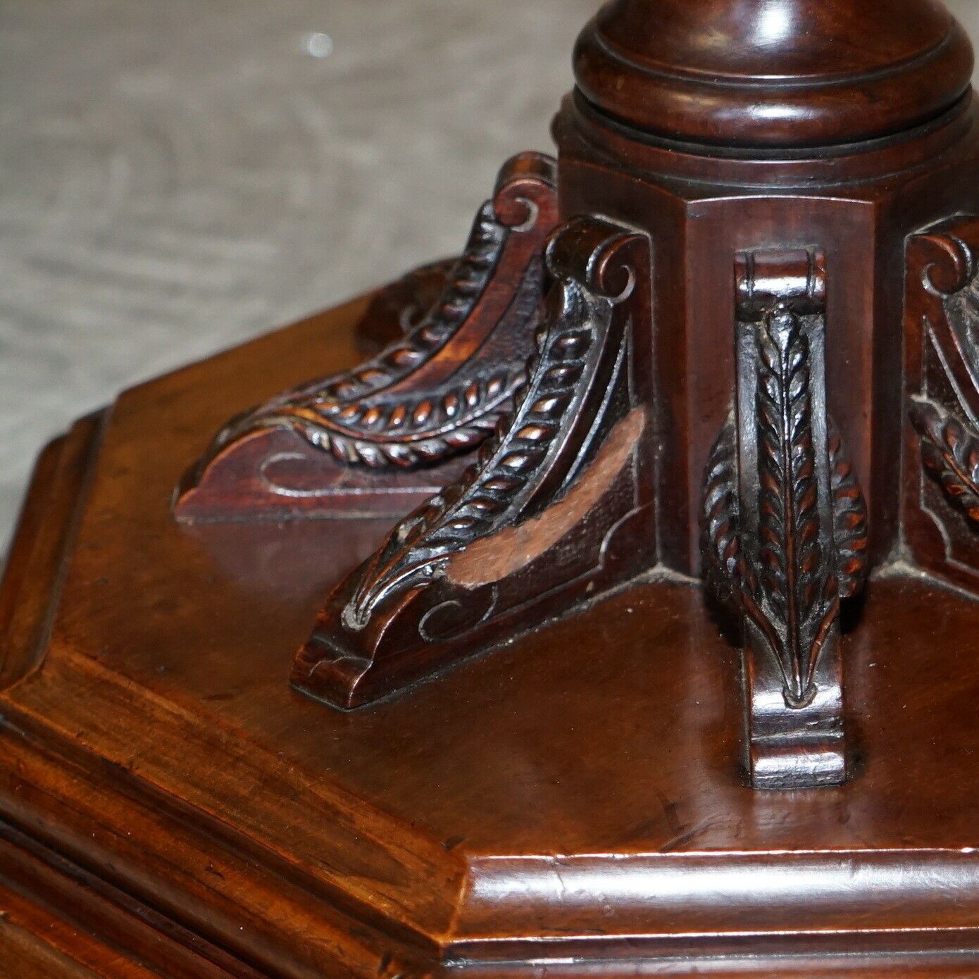 Stunning Antique Victorian Mahogany Hand Carved Jardiniere Plant Stand Pedestal photo vintage