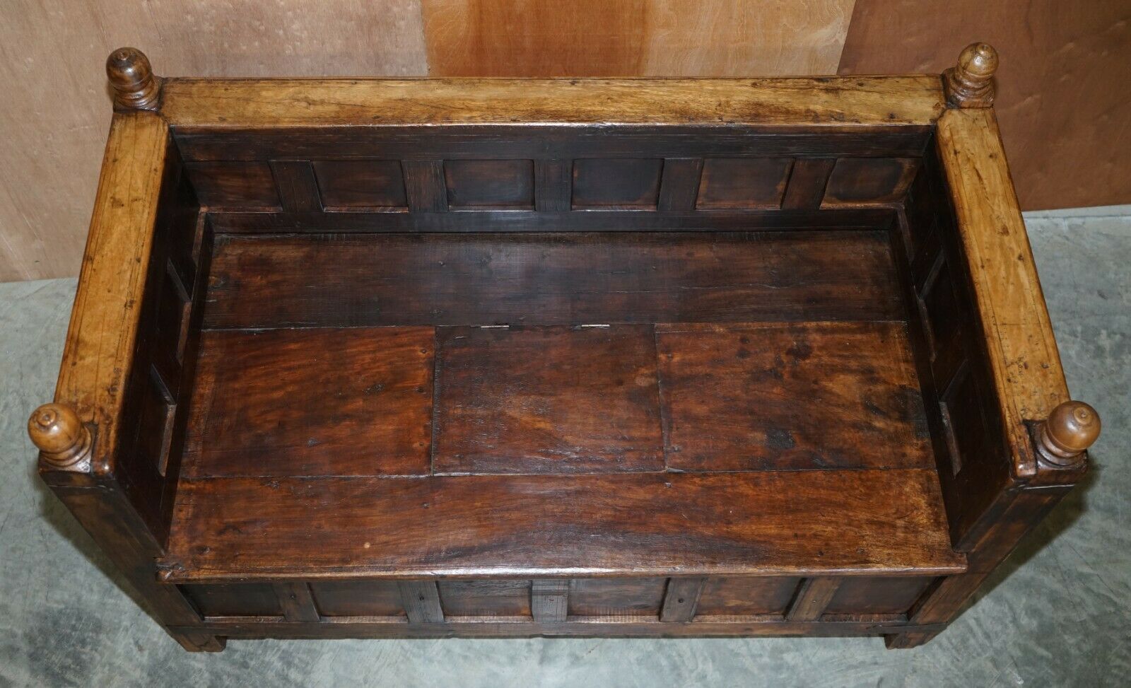Furniture Stunning Suite Of Antique Anglo Indian Circa 1880 Oak & Iron Bound Hall Seats photo