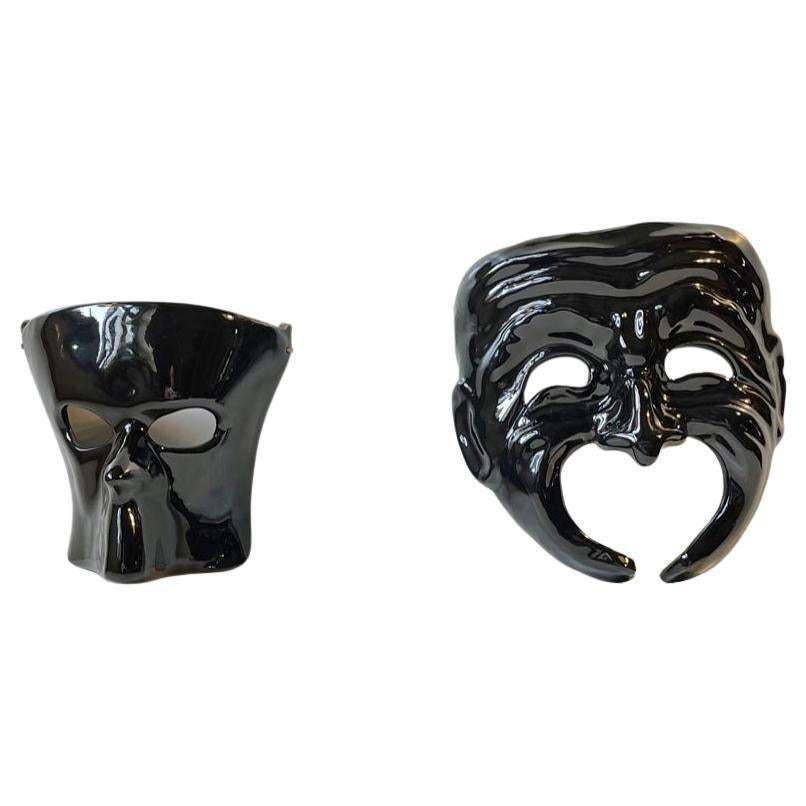 Black Italian Masquerade Face Or Wall Masks, Signed Ca'd'oro Venezia 1982 photo furniture