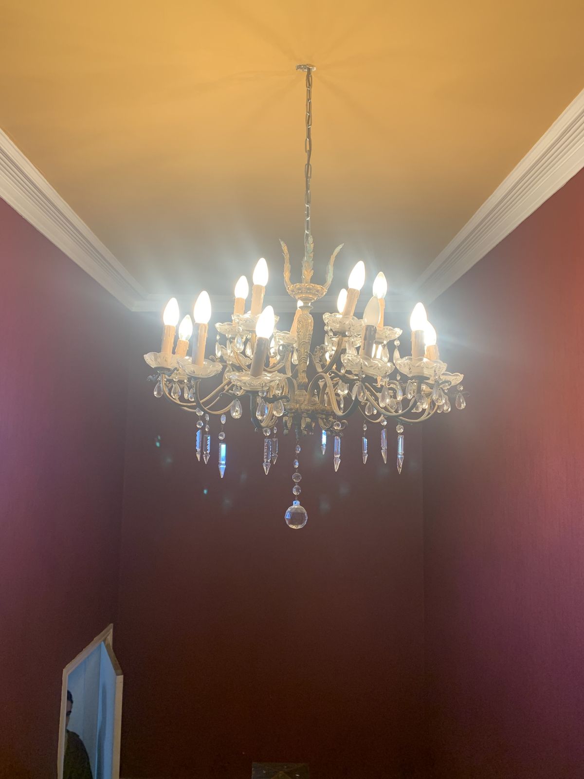 Italian Gilded 18 Light Antique Chandelier photo for sale