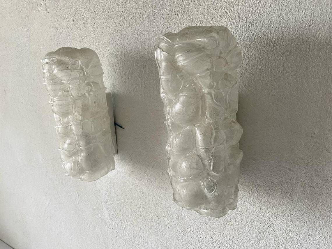 Crystal Glass In Exceptional Shape Pair Of Rare Sconces By Doria 1960 Germany