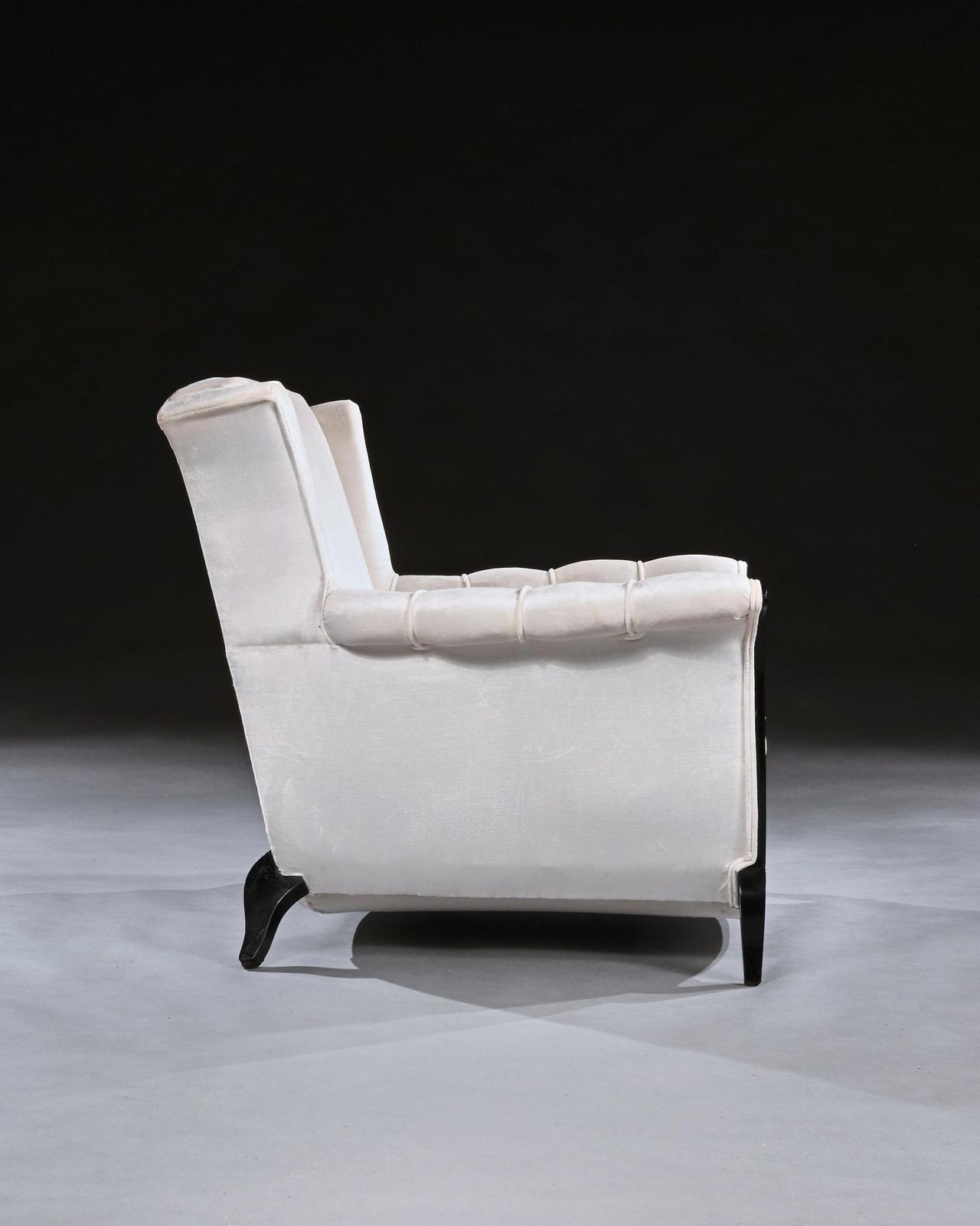 A Unusual Pair Of French Art Deco Ebonised Armchairs In A Crushed Velvet photo Furniture