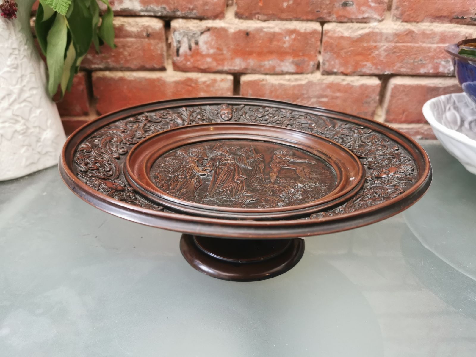 Art Union Of London Antique Bronze Engraved Tazza Or Comport photo vinterior