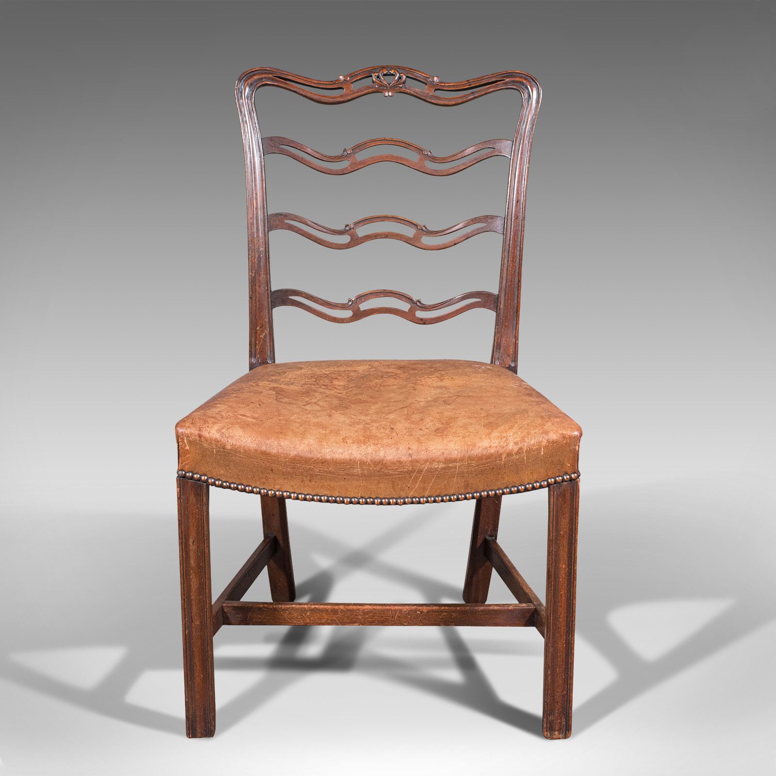 Set Of 4 Vintage Ladder Back Chairs, Irish, Carver, Seat, Circa 1940 photo Furniture