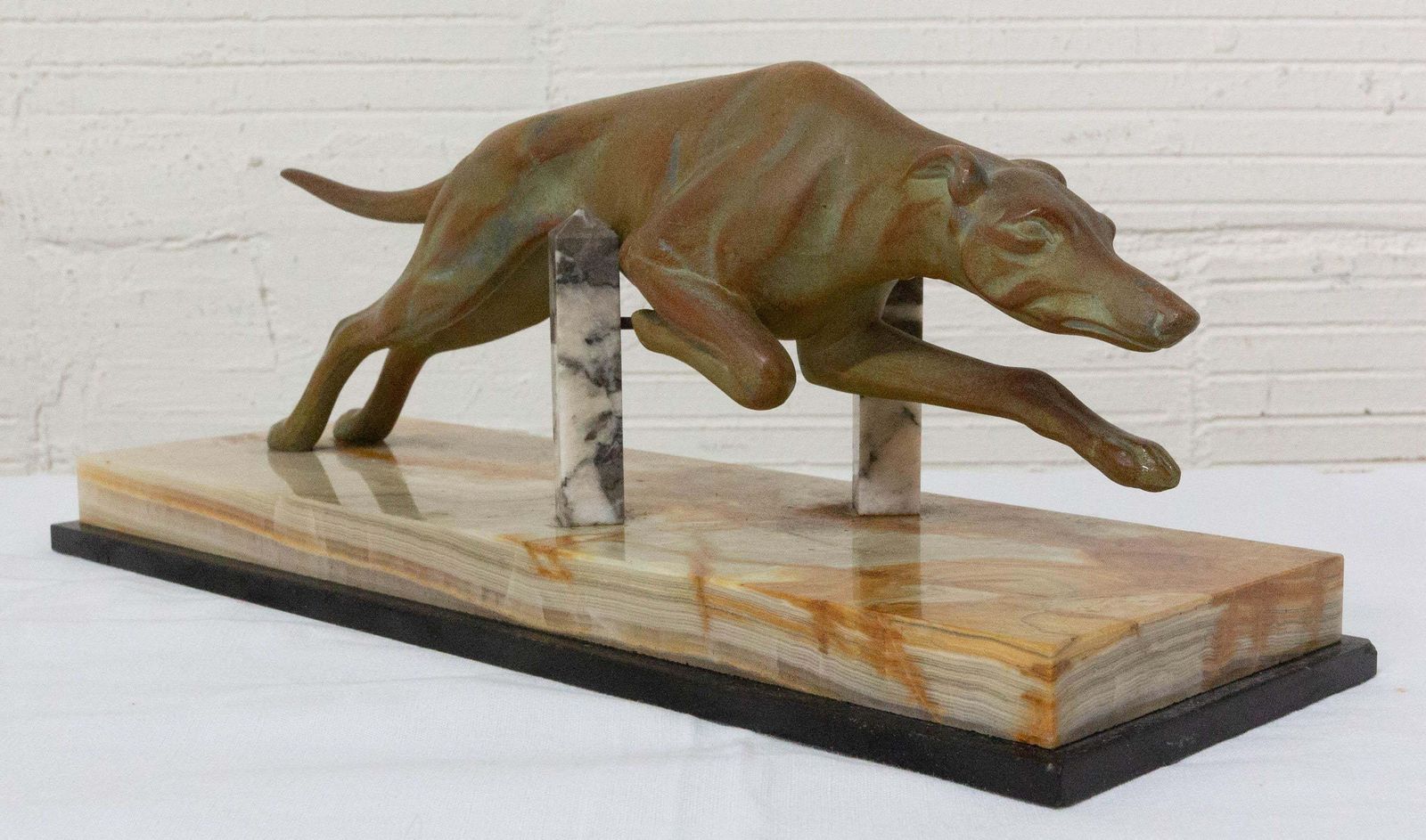 French Art Deco Marble Spelter Greyhound, Circa 1930 photo furniture