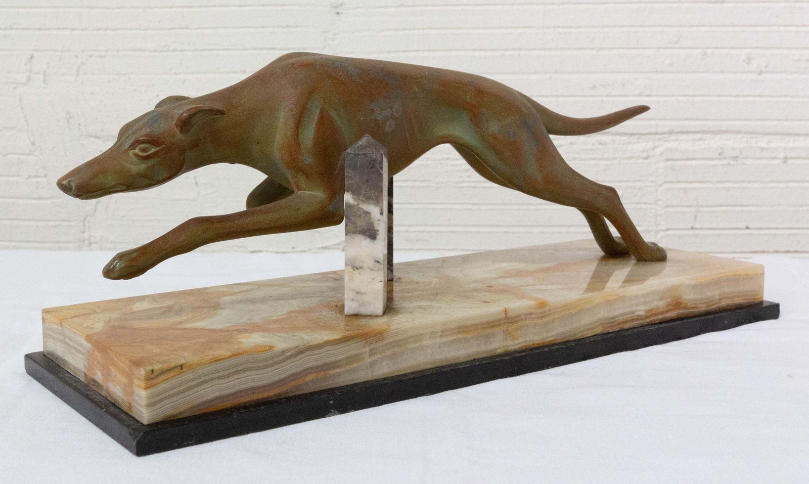 French Art Deco Marble Spelter Greyhound, Circa 1930 photo Art
