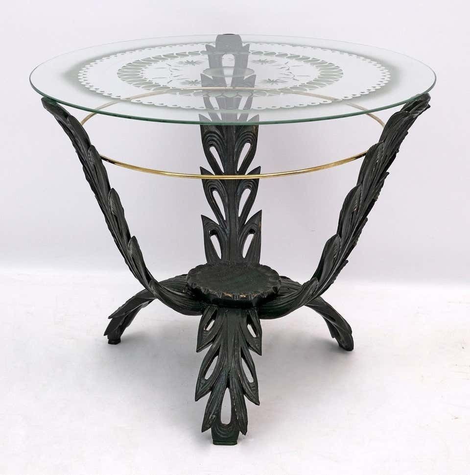 Pierluigi Colli Midcentury Italian Brass And Wood Coffee Table, 1950s photo furniture