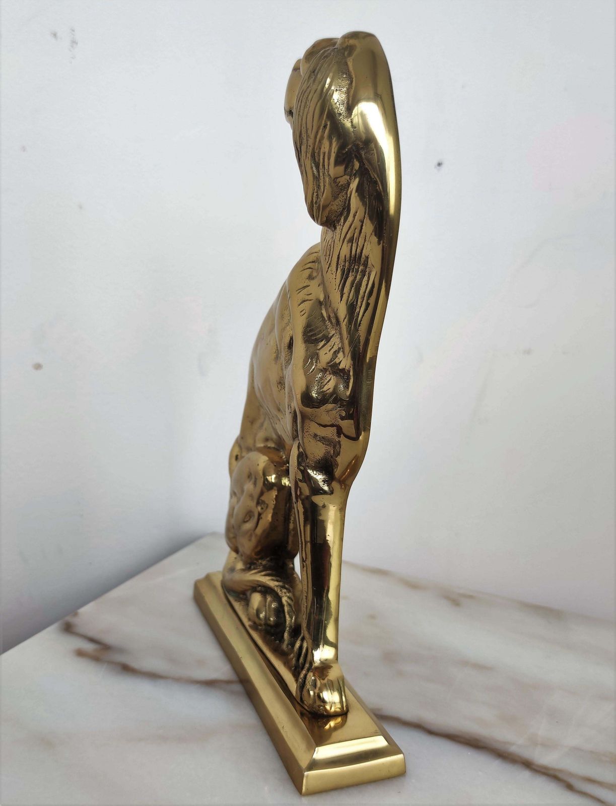 1970s Italian Gilt Brass Setter Dog Door Stop Or Bookend photo for sale