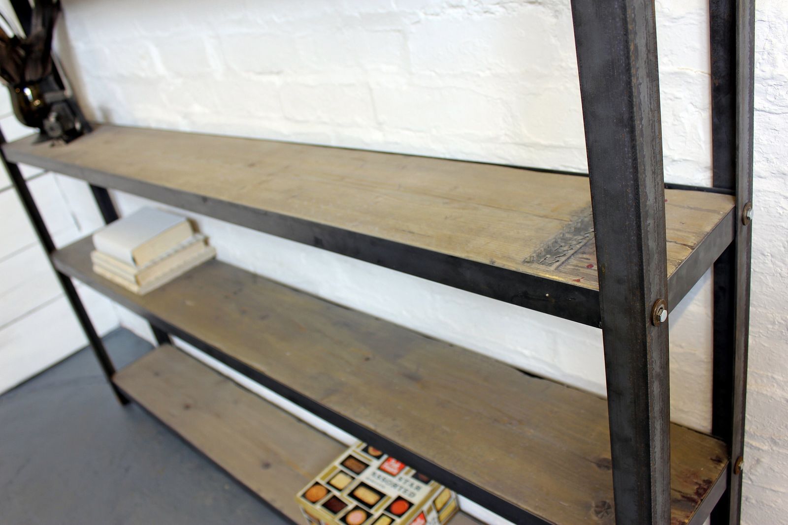 Tom Bespoke Reclaimed Scaffolding Boards And Dark Steel Framed Free Standing Shelves/Bookcase/Storage  Made To Order Industrial Furniture photo 1445.0