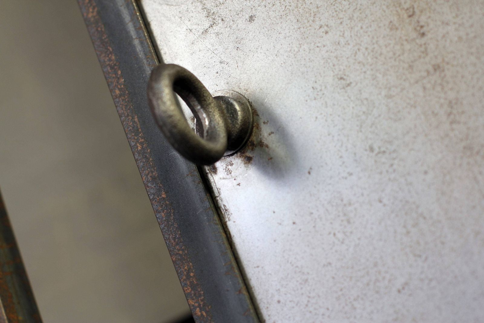 photo for sale David Chestnut Stained Reclaimed Scaffolding Board, Dark Steel Pipe And Copper Fittings Open Wardrobe/Closet, Vintage Locker Sliding Doors