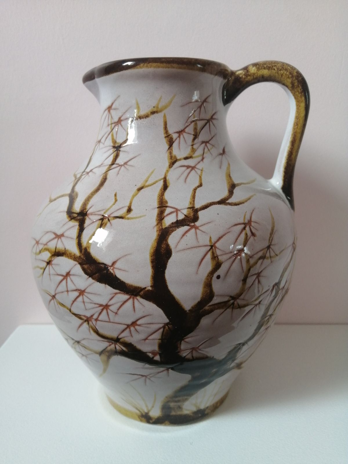 Midcentury German Fat Lava Art Pottery Jug Manner Of Bernard Leach