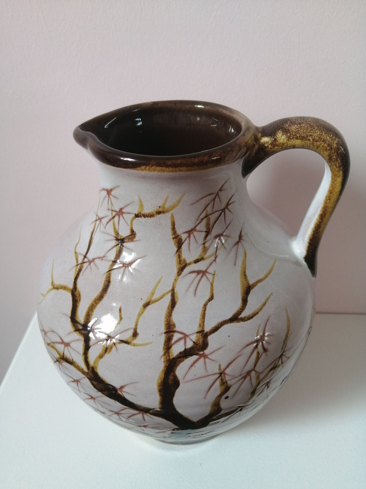 Midcentury German Fat Lava Art Pottery Jug Manner Of Bernard Leach photo for sale