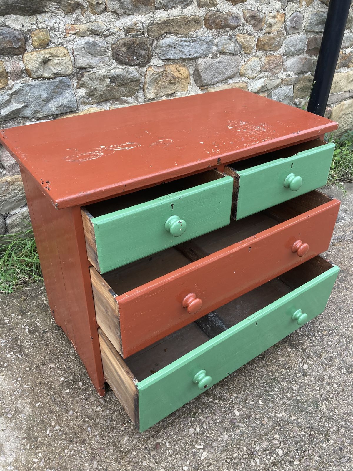 Victorian Painted Pine Chest Of Drawers photo 195.0