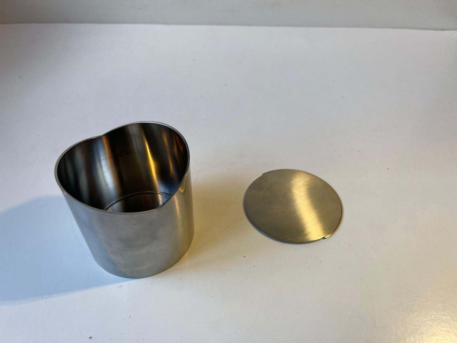Danish Minimalist Stainless Steel Ashtray By Roelandt For Stelton 1980s photo for sale