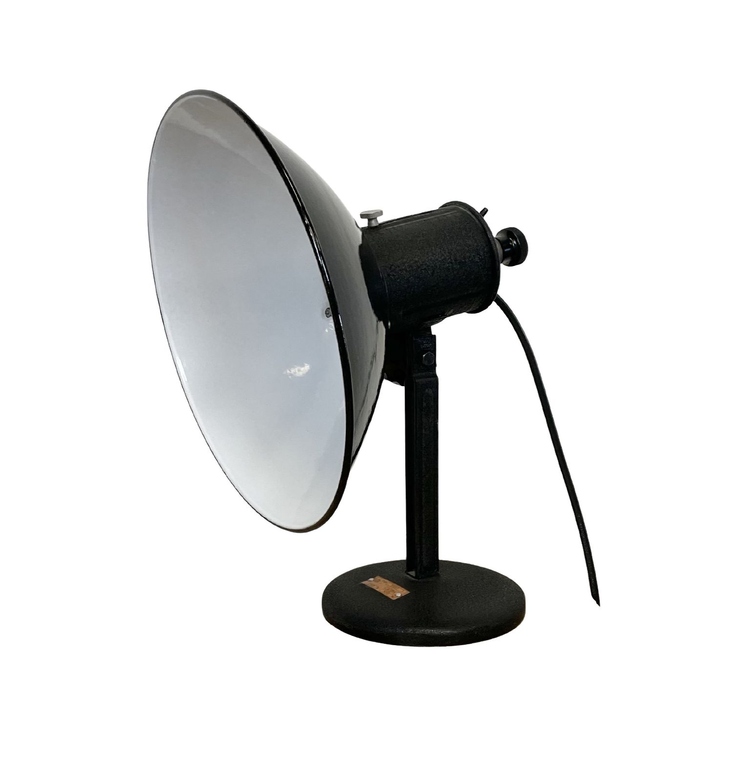 Vintage  Black Enamel Table Lamp, 1950s, 3x