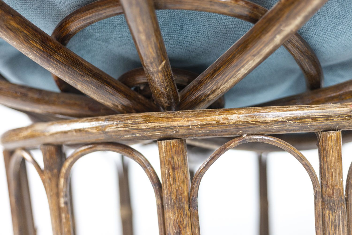 Paire Of Fauteuils In Rattan. Rotary Seat To Put On The Stool. photo for sale