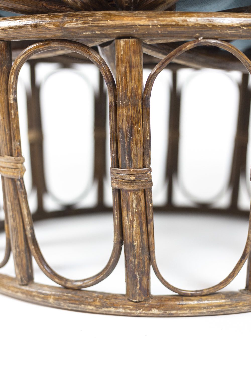 Furniture Paire Of Fauteuils In Rattan. Rotary Seat To Put On The Stool. photo