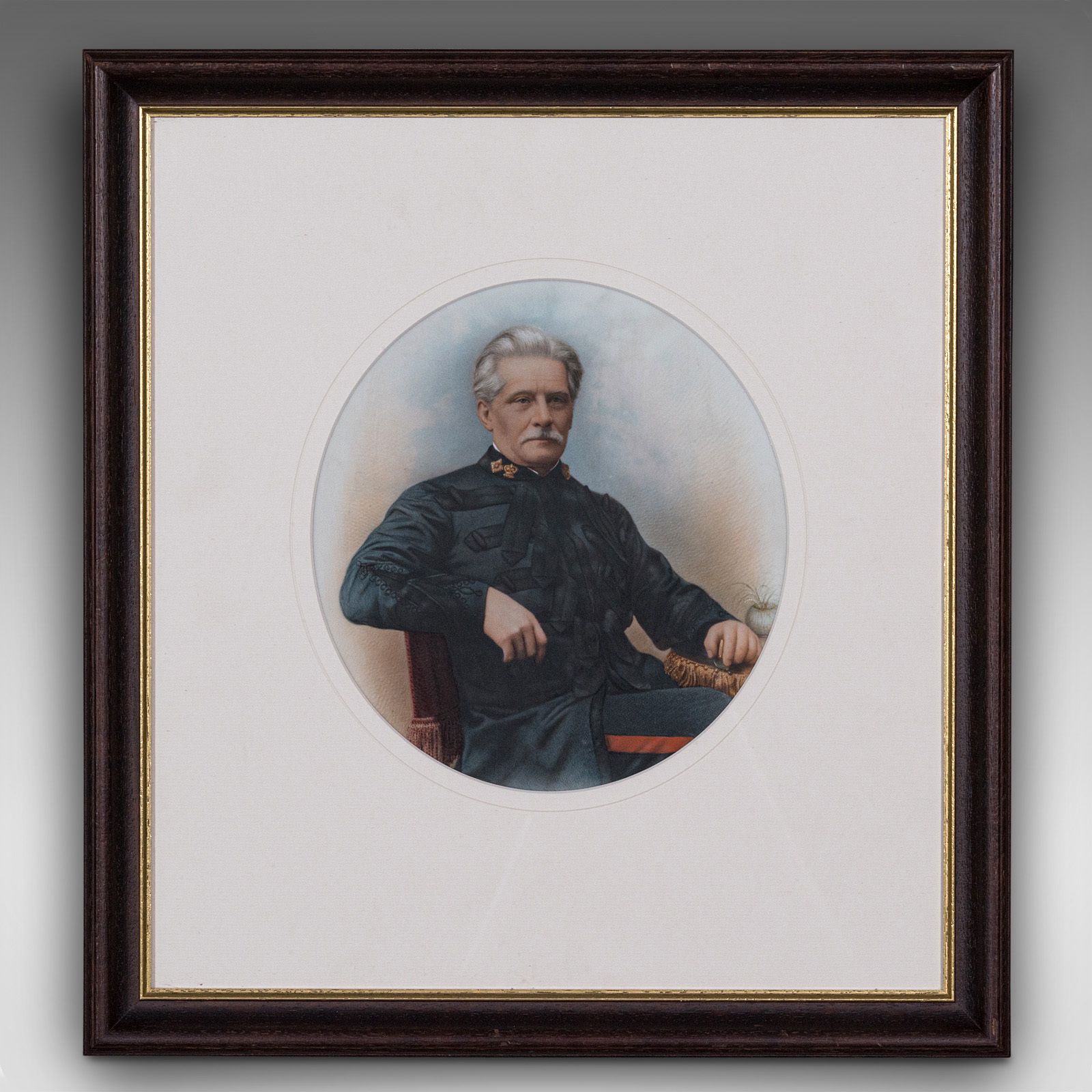 Antique Portrait, English, Framed Ceramic Painting, Photographs, 1890 photo Art