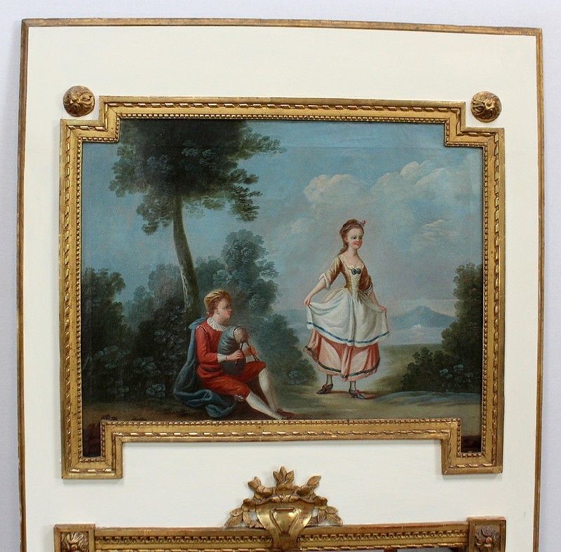 Large Trumeau Mirror, 1800s, Antique photo Home Decor
