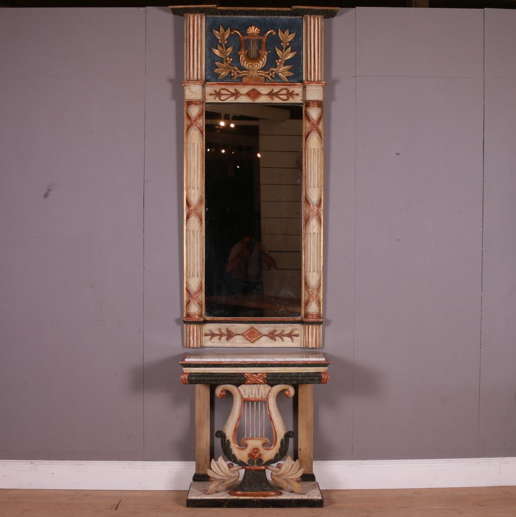 Swedish Painted Console Table And Mirror