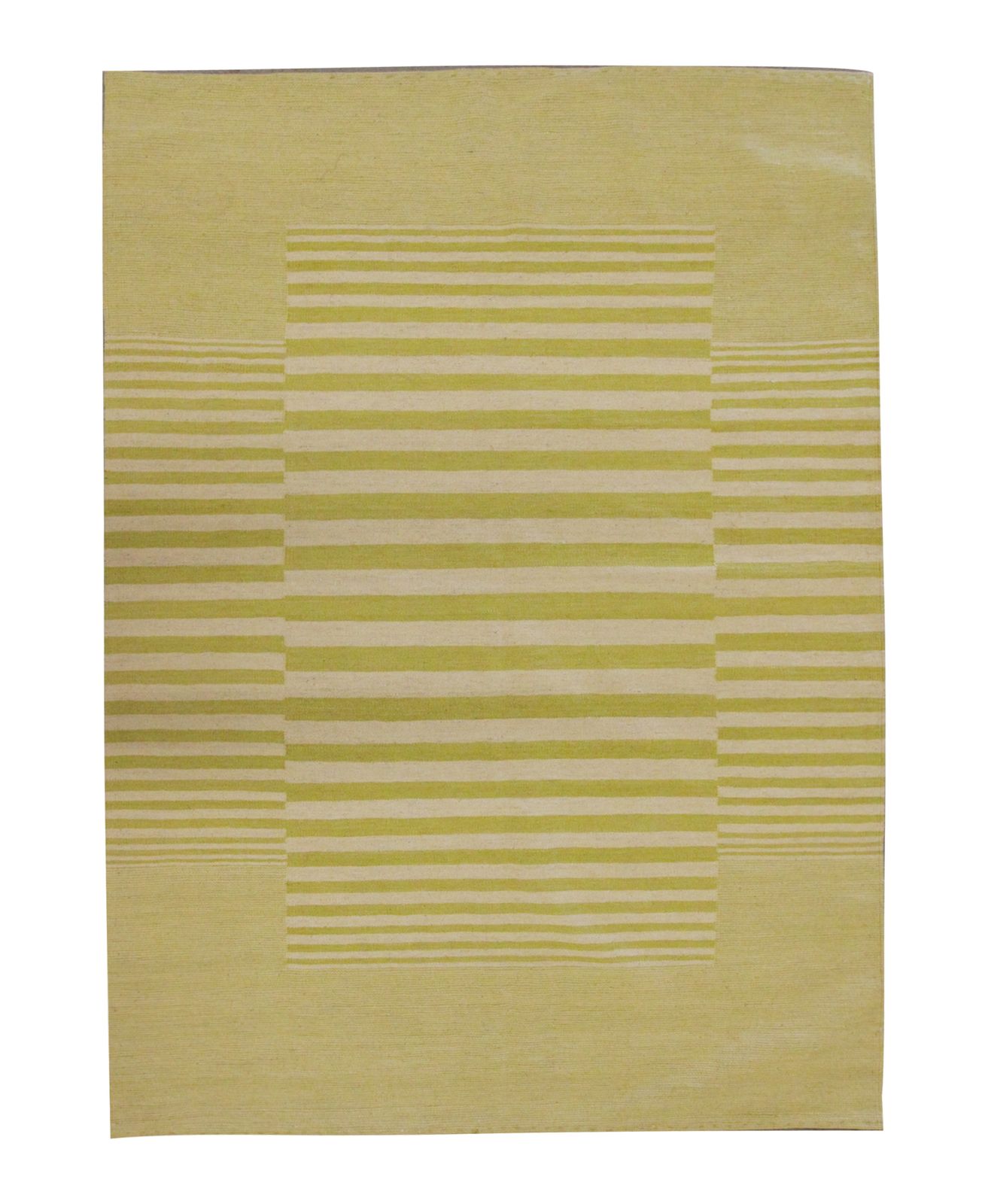 Handmade Modern Striped Rug, Green Yellow Scandinavian Kilim 150x197cm