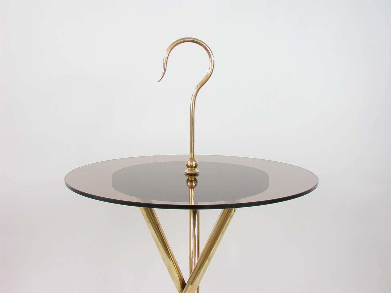 Italian Midcentury Brass And Tinted Glass Occasional Table, 1950s photo 1168.0