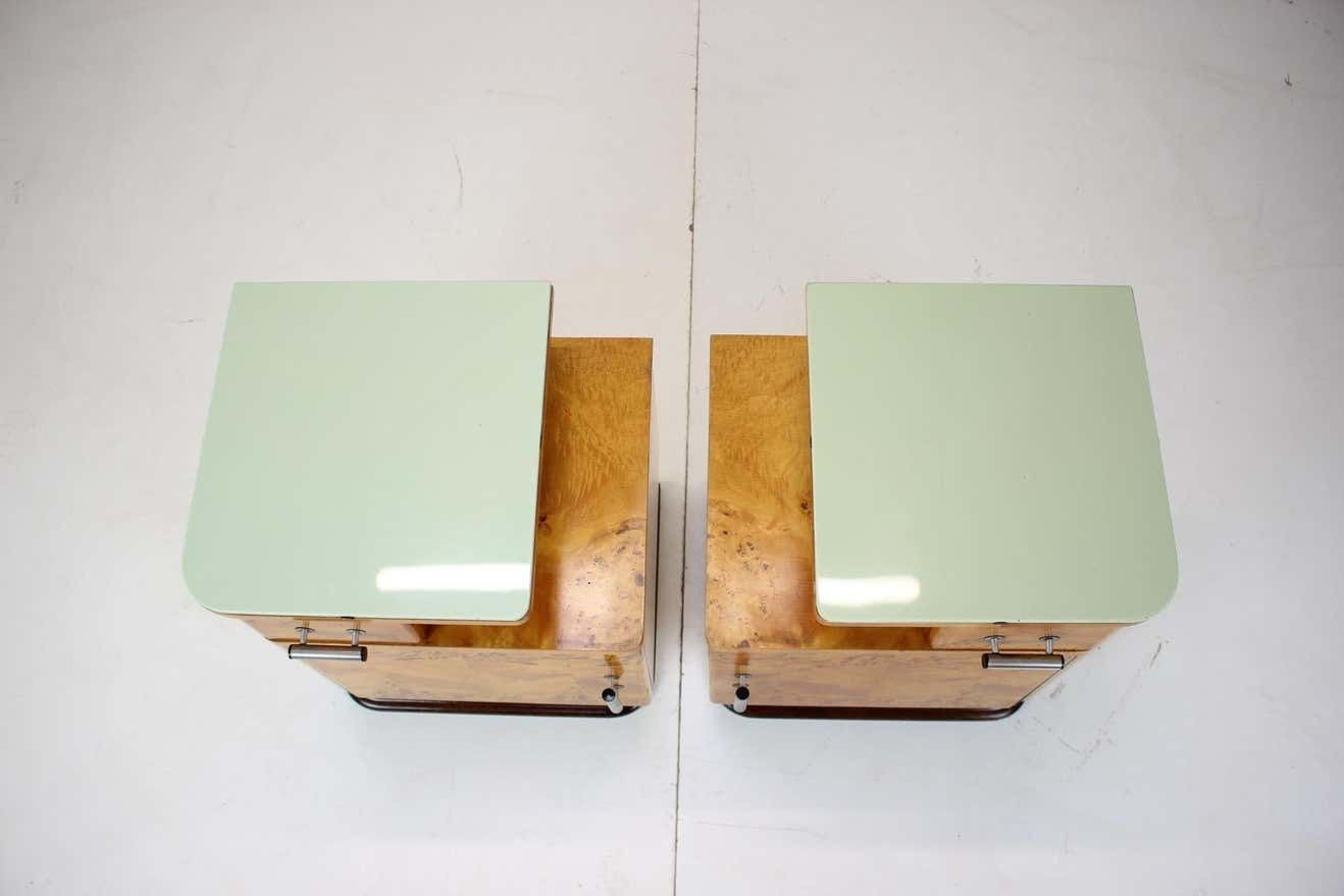 photo for sale Set Of Two Bedside Tables Designed By Jindřich Halabala For Up Závody, 1950's