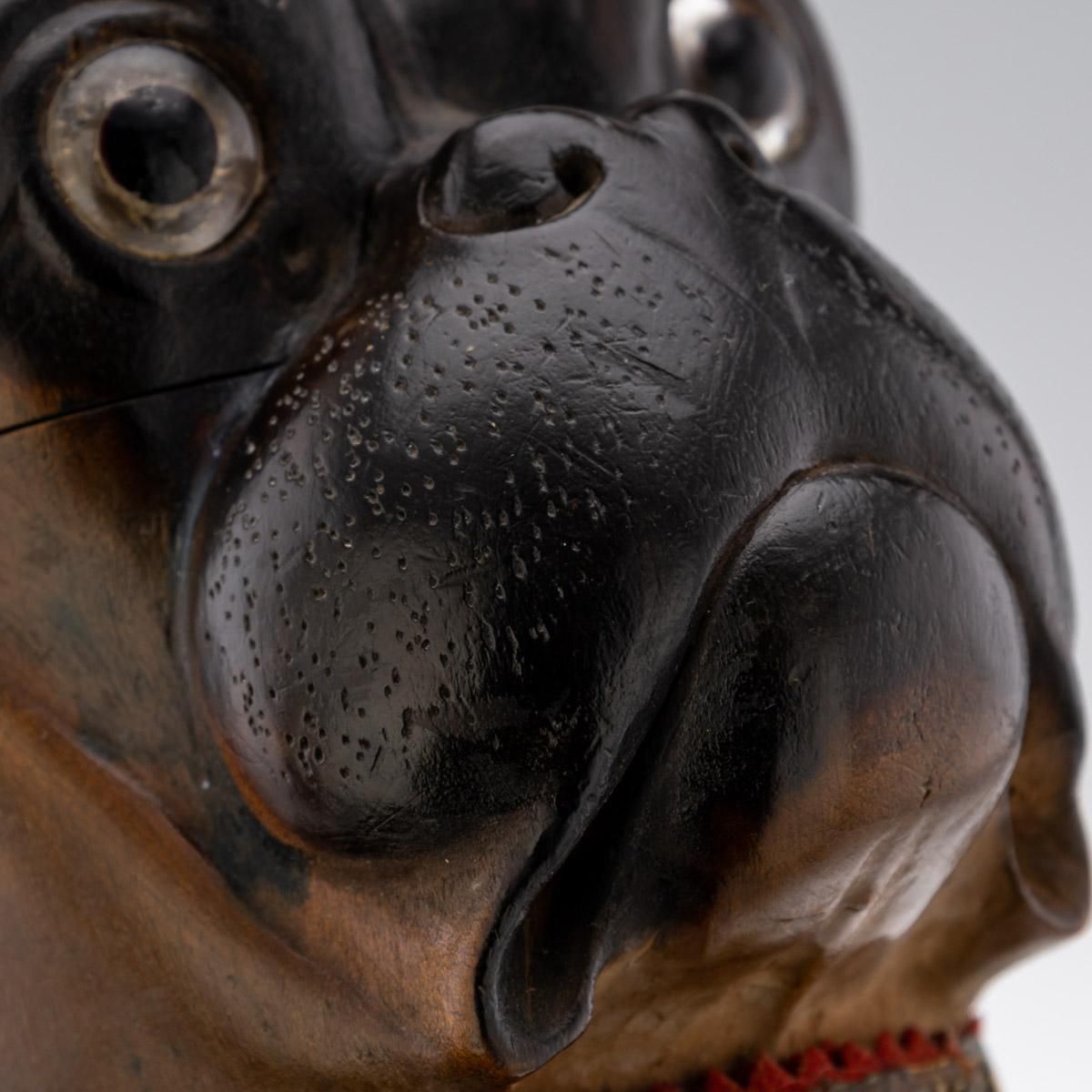 19th Century Victorian Lignum Vitae Bulldog Inkwell photo vintage