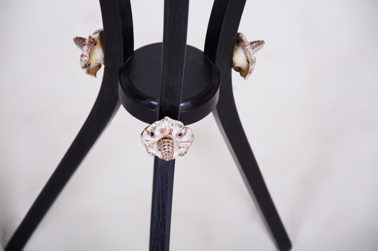 Black Empire Era Pedestal Made In Austria, 1800s. Original Condition, Pearwood. photo furniture