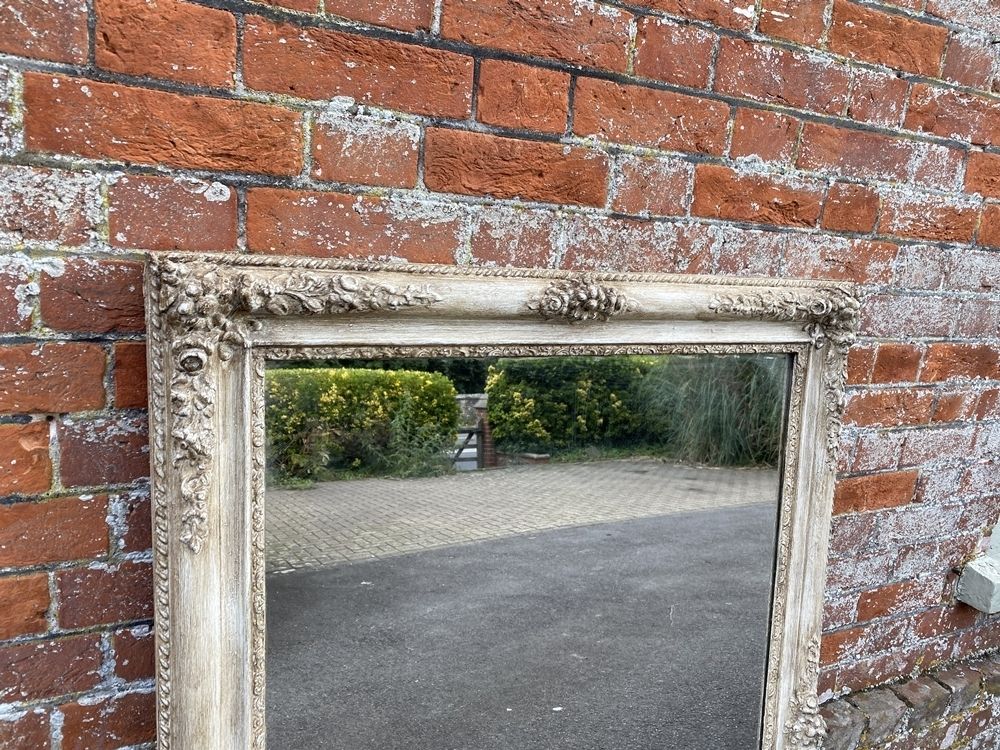 A Fabulous Large Antique French 19th Century Carved Wood & Gesso Painted Mirror photo Home Decor