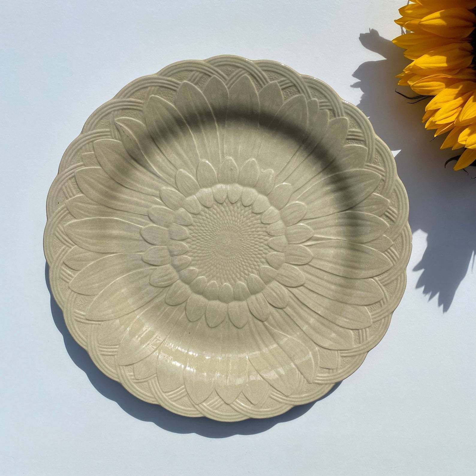 Antique 1877 Wedgwood Majolica Style Sunflower Plate photo furniture