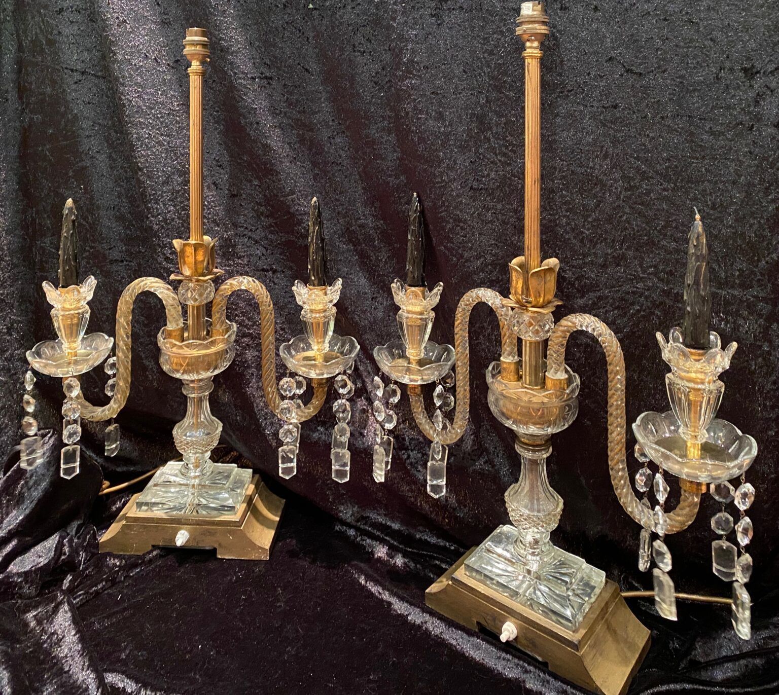 photo for sale A Pair Of English Candelabra Lamps