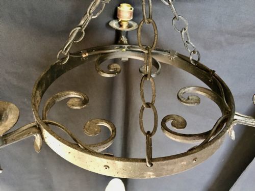Iron 3 Light Wheel Chandelier photo furniture