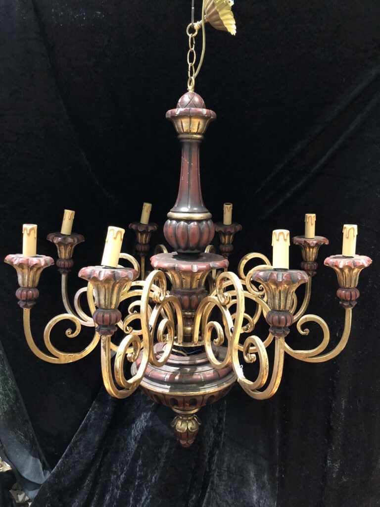 English Wooden Chandelier photo for sale