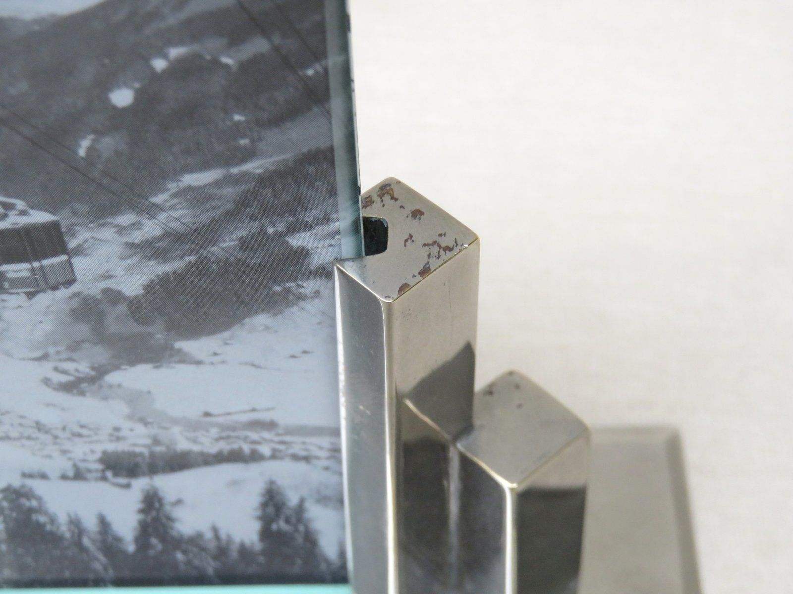 Art Deco Nickel Picture Frame, France photo vintage
