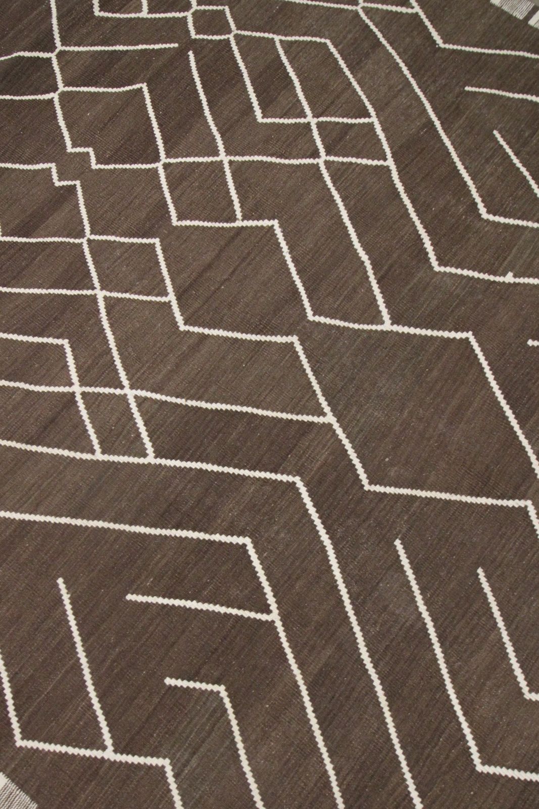 Brown Scandinavian Style Flat Woven Kilim Contemporary Handwoven Wool Area Rug  218x301cm photo furniture