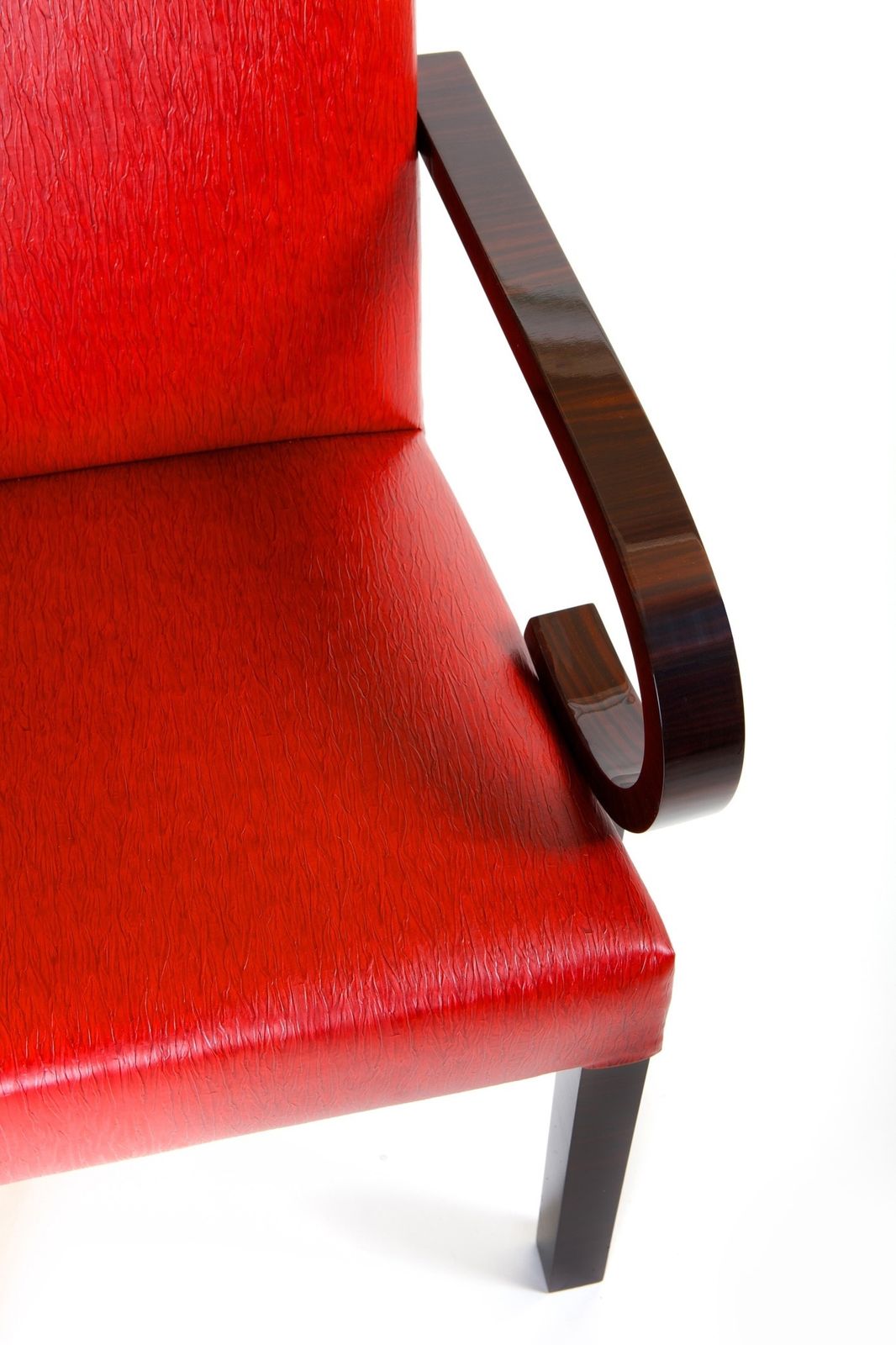 Red Leather Armchairs, Art Deco. Made In 1920s France. Designed By Dominique photo furniture
