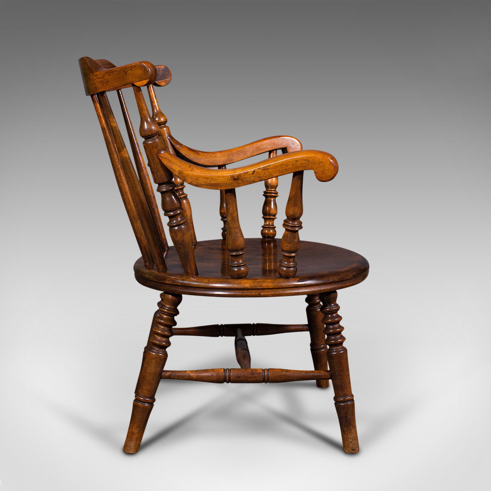 Antique Fireside Elbow Chair, English, Beech, Occasional Seat, C.1890 photo 675.0