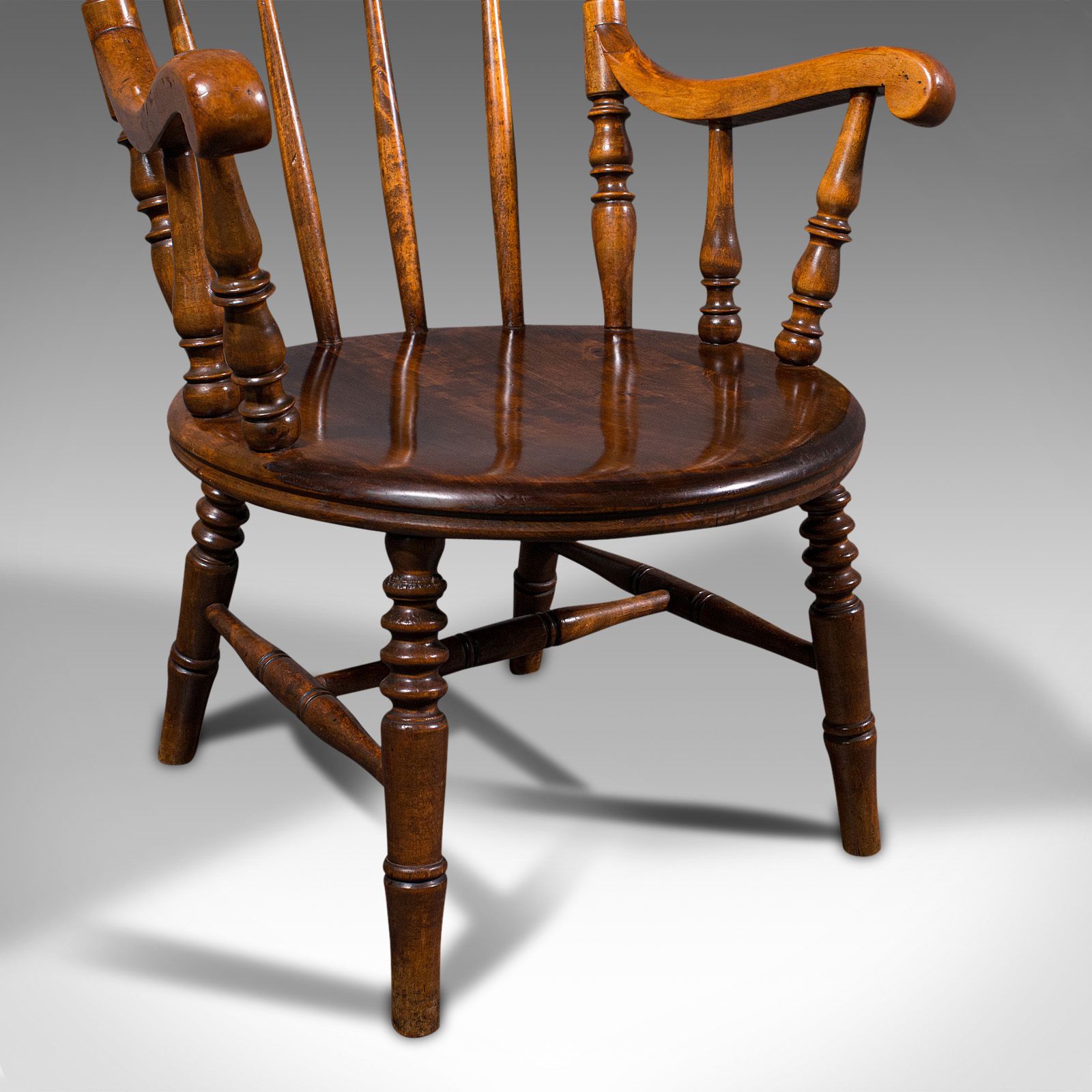 photo furniture Antique Fireside Elbow Chair, English, Beech, Occasional Seat, C.1890