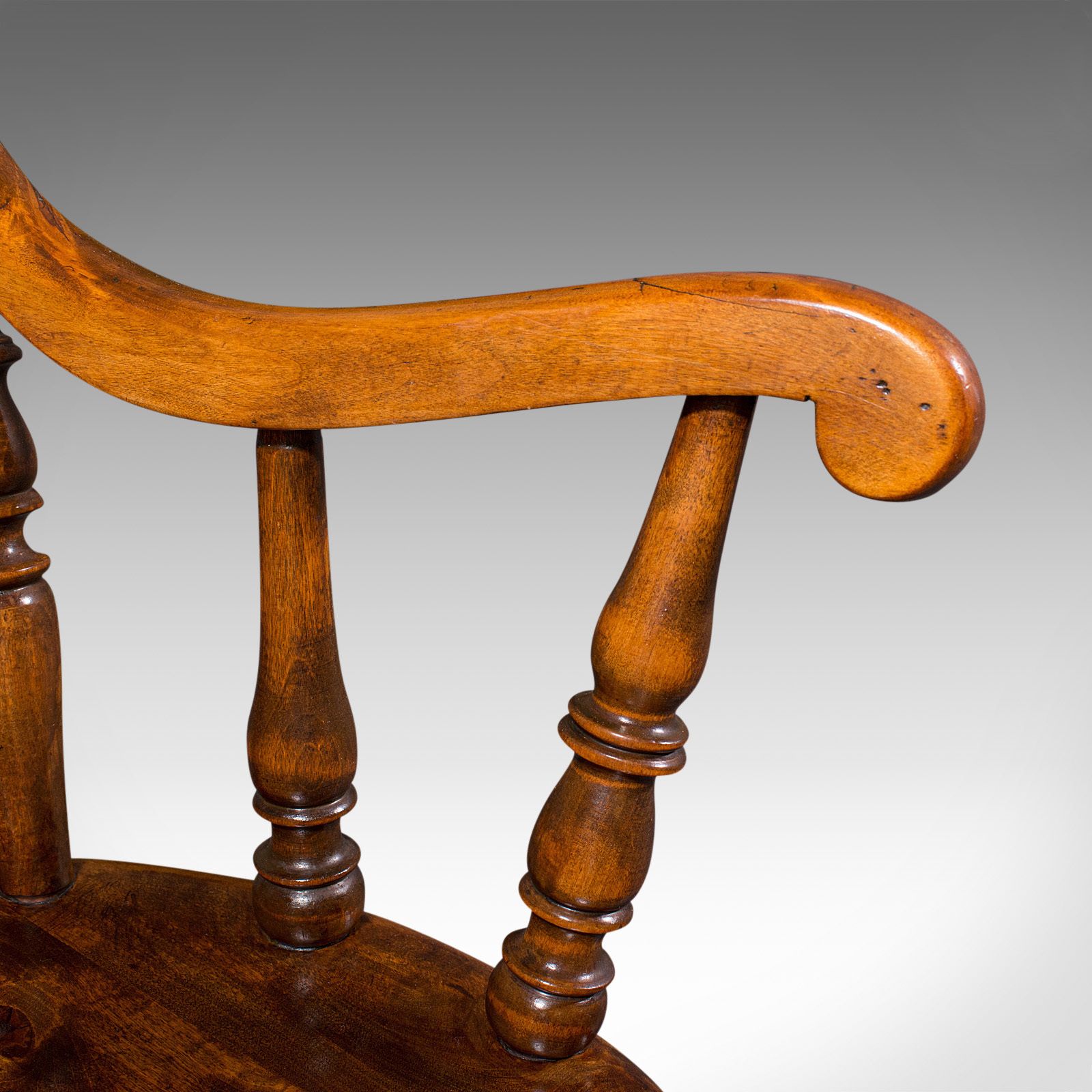 Furniture Antique Fireside Elbow Chair, English, Beech, Occasional Seat, C.1890 photo
